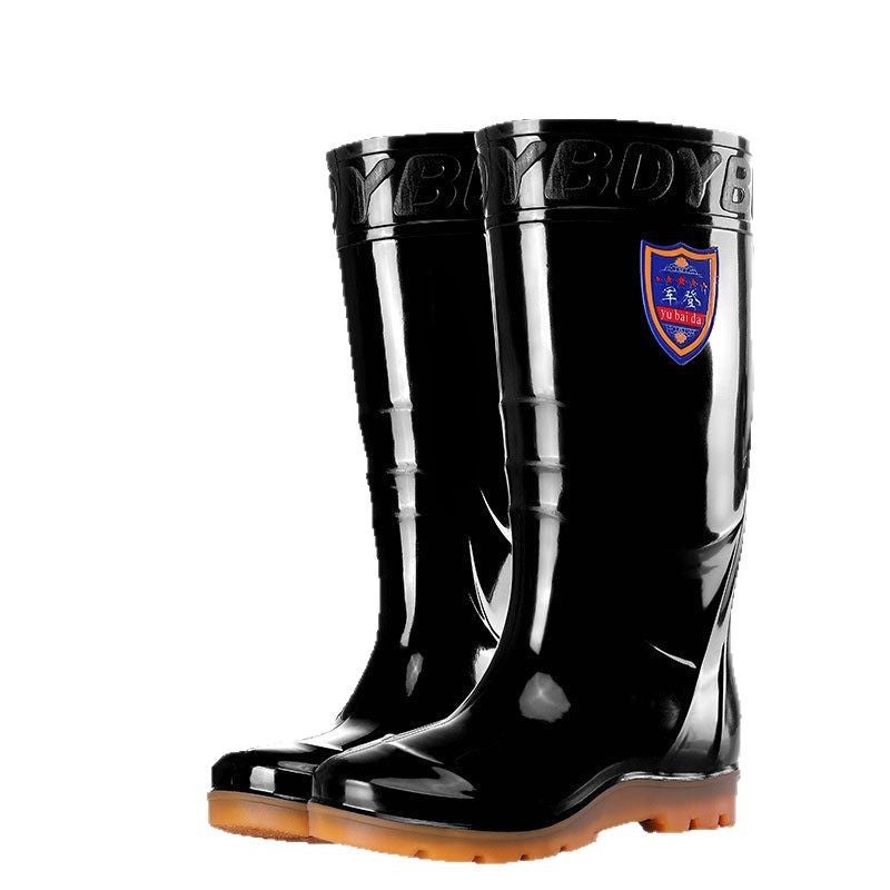 Military High-Top Men'S And Women'S Rain Boots With Shield Logo, Labor Protection Rain Boots, Long Black Tendon-Soled Water Shoes, Medium And Short Anti-Slip Water Boots - Image 5